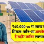 ₹40,000 vs ₹1 लाख वाला सोलर सिस्टम: कौन-सा आपके घर के लिए है सही? जानिए एक्सपर्ट की राय