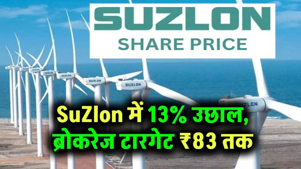 SuZlon शेयर ने रफ्तार पकड़ी – 13% की तेजी, ब्रोकरेज ने ₹83 का टारगेट दिया